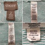 Chico's Chico’s Green Striped Diamond Textured Tie Front Shirt Photo 9