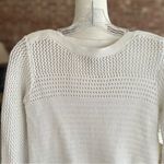 Tahari  Sweater Crewneck Open Knit White Long Sleeve XS Preppy Classic Casual Photo 2
