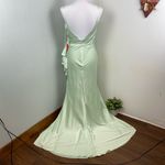 Mac Duggal  Pistachio Satin Ruffled Asymmetrical Gown Size 8 67815 Pastel Photo 7
