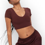 Aerie Brand New Offline by  Women's Size Medium Brown Real Good Cropped Top Shirt Photo 0