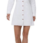 Frye  White Denim Long Sleeve
Button Front Mini Shirtdress Pockets Photo 0