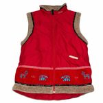 Vintage Inuk Red Vancouver Indigenous Embroidered Fleece Trim Vest size Small Photo 1