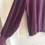 Plum Purple Sweater with Pleated Bishop Sleeves Ruffle Mock Neck Size Medium Purple Photo 2