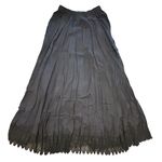 VTG 90’s Whimsigoth boho darkfairy gypsy black flowy long lace trim maxi skirt S Photo 0