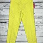 Isaac Mizrahi New York NWT Size 12 Citron Yellow Eyelet South Hampton Crop Pants Photo 0