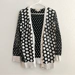 Michael Kors MICHAEL Black White Polka Dot Gold Button Down Cardigan Sweater M Photo 1