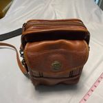 Vintage LAND Leather Crossbody Bag With Multiple Compartments & Adjustable Strap Brown Photo 2