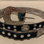 Western Rhinestone Cowgirl Cowboy Bling Studded Genuine Leather Belt Green Photo 0