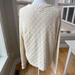 Laura Ashley Vintage  Ivory Gold Metallic Basketweave Knit Cardigan Sweater Large Photo 2