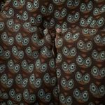 Yazbek Ya Black & Teal Owl Print Strapless Dress Ruffle Hem Silk Blend - Size M Photo 4