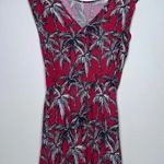 Chevignon Red Tropical Palm Tree Cap Sleeve Mini Dress Size 8 Photo 5