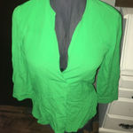 ZARA Kelly Green  split neck flowy normcore blouse Photo 0