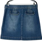 Loft Ann Taylor  Denim Mini Skirt Blue Size 10 Medium Wash Straight Stretch 90s Photo 1