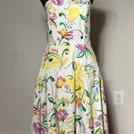 White Bright Color Floral Sequin Strapless Dress Size 6 Photo 0