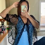 Elisabetta Rogiani custom handmade black lace tie closure lingerie coverup M NWT Size M Photo 3