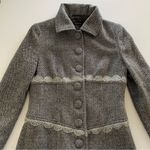 Arden B Vintage Gray Crochet Detail Victorian Coat Button Down Peacoat Small Photo 8