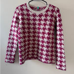 United Colors Of Benetton  Red White Houndstooth Wool Alpaca Crewneck Sweater Photo 0