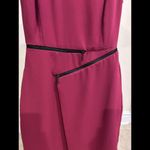 BCBGeneration  Asymmetric Zipper Mini Cocktail Dress Burgundy Wine Petal Sleeve 2 Photo 2