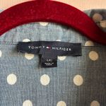 Tommy Hilfiger  100% Cotton Polka Dot Chambray‎ Button Up Long Sleeve Sz L Photo 2