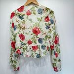 Peach Love California Sheer Floral Ruffle Hem Long Sleeve Tie Front Shrug Small Photo 2