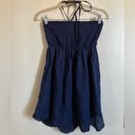 🌞Raviya Navy Elastic Bodice Halter Top Floral Design Mini Swim Cover Up A Blue Size M Photo 4