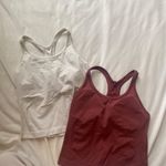 cream white and burgundy red ribbed Amazon workout tank top bundle Size L Photo 8