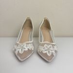 Kate Whitcomb Bridal Sofia Ivory Lace Heels Floral Embroidery Size 7 Wedding Photo 3