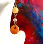 Orange and yellow beaded drop earrings Photo 1