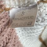 Zaful Cream blush pink and mocha color block striped cropped sweater size 4 Photo 4