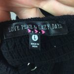 None LOVE PEACE & LAZY DAYS Cropped Black Tank Size L Photo 4