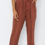 American Eagle  Outfitters Pants‎ Womens Striped Tie Waist Casual Rust Size S Photo 0