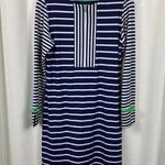 IBKUL Blue&White Stripe Long Sleeve Zip Front Golf Pickleball UPF 50+ Dress Sz.S Blue Photo 0