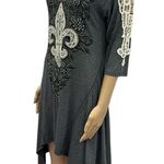 Vocal Crochet Lace Accent Embellished 3 Quarter Sleeve Shark Bite Tunic Dress S Photo 2