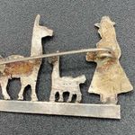 VTG Peru Llamas Alpacas And Herder Brooch Pin 925 Sterling Silver Photo 3
