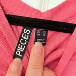 None Pieces Salmon Pink Ribbed Cropped Short Sleeve Blouse Shirt Top Size XL Photo 3