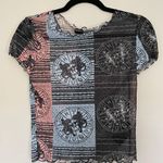 Urban Outfitters Print Pattern Sheer Tee Shirt M Photo 1