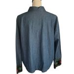 Vintage Denim Christmas Flower embroidered trim button shirt. Blue Size XL Photo 5