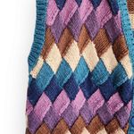 Orvis Vintage  Funky Purple Blue Brown Woven Knit Sweater Vest L Photo 2