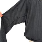 We The Free Free People Santa Clara Thermal Top Black Waffle Knit Oversized (M) Photo 5