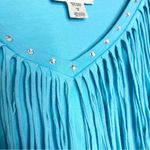 American Vintage Vintage Back in the Saddle Blue Fringe Long Sleeve Casual Top Size Medium Photo 6