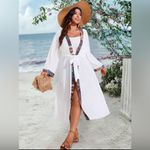 SheIn Women's Summer Cardigan with Geometric Designs Size 1Xl White Photo 3