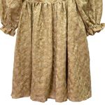 Storia Puff Sleeve Mini Babydoll Dress Tan Floral Textured Square Neck Sz Small Photo 3
