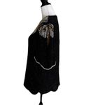 Laurence Kazar Black Beaded & Sequin Top | Silver & Gold Detail | Size M Photo 3
