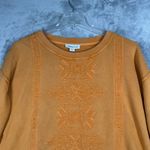 Coldwater Creek Pullover Sweatshirt Womens L Petite Orange Embroidered Boho Photo 3