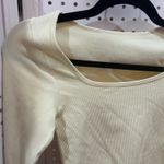 OQQ Ribbed Long Sleeve Cropped Top Cream M Scoop Neck Size M Photo 1