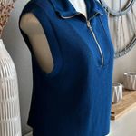 Teal Zip Up Sleeveless Cable Knit Sweater Size Small Blue Photo 1