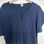 J.Crew Navy Pom Pom Tunic Swim Suit Cover Up Dress XS 100% Cotton Boho Peasant Photo 4