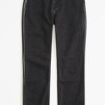 Abercrombie & Fitch Ultra High Rise Ankle Straight Jean-Black With Leather Photo 2