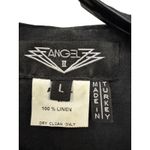 Vtg ANGEL II Black Linen Kaftan Jacket Embroidered w/ turquoise stones Women's M Size M Photo 3