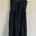 Black Ruffle Hem Cami Plain Midi Dress Corset Back Small NWT Photo 2